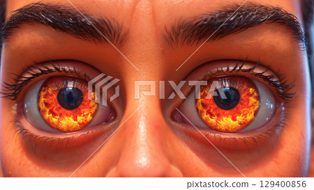 A Stunning Fantasy Eye Featuring a Fiery and Captivating Effect That Inspires Wonder A Stunning Fantasy Eye Featuring a Fiery and Captivating Effect That Inspires Wonder 129400856