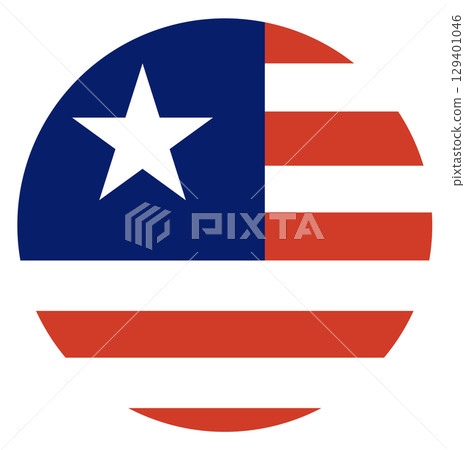 Round flag of Liberia isolated in circle shape. Round flag of Liberia isolated in circle shape. 129401046