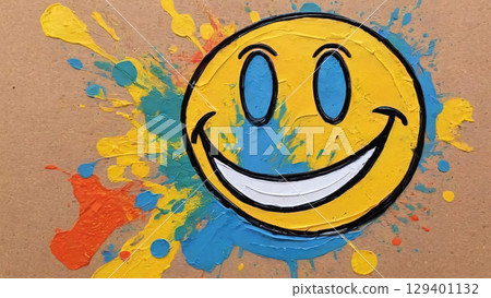 Image of a happy smiley face on a white background.  129401132