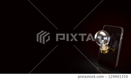 The Light bulb and mobile for idea or Business concept 3d Rendering. 129401358