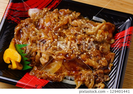 Beef rib grilled lunch box Beef rib grilled lunch box 129401441