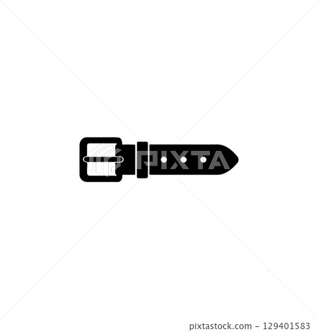 belt silhouette icon with buckle and holes for clothing design 129401583