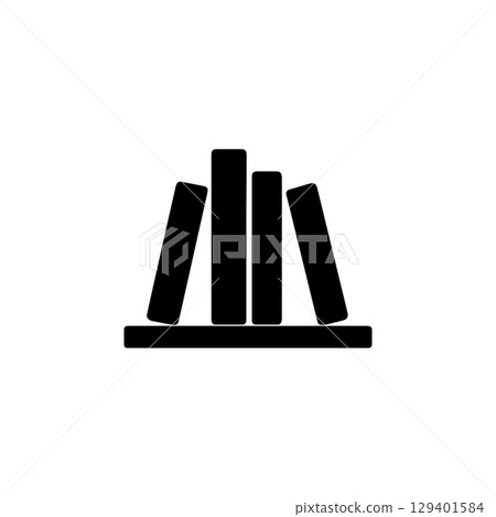 black bookshelf silhouette icon on white background 129401584