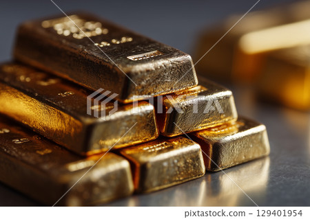 Gold bars. Precious metal gold bars for finance and banking themes 129401954