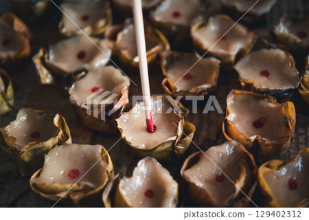 Nian gao or Chinese New Year's cake is sweet food 129402312
