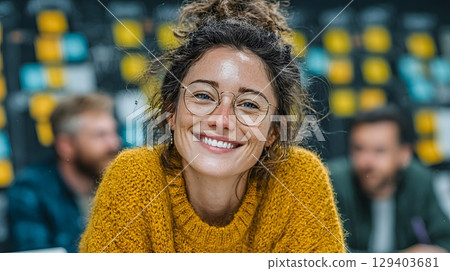 storyboard concept for workplace diversity discussion, cross-cultural team talking 129403681