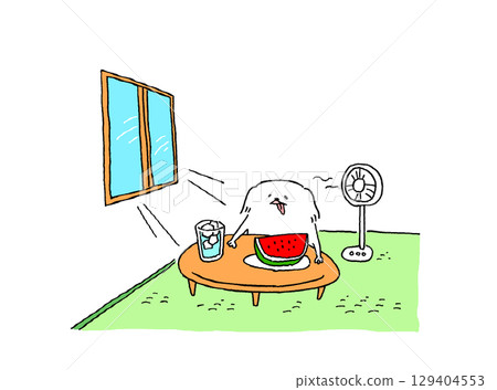 房間裡有一隻狗和一個西瓜 129404553