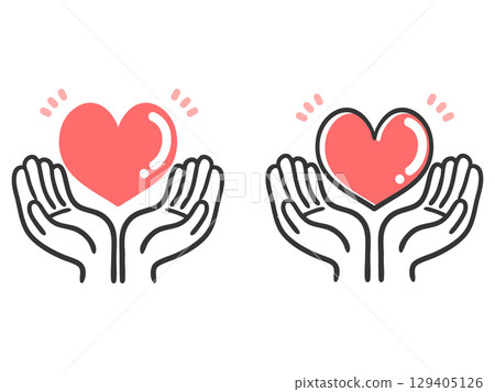 Hands enveloping a heart 2 Vector 129405126