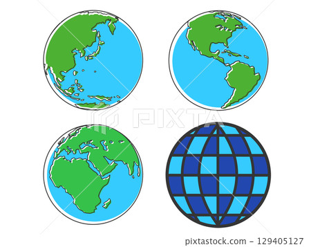 Cute world globe illustration set 2 vector Cute world globe illustration set 2 vector 129405127