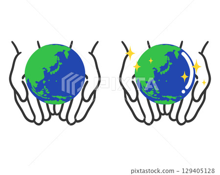 雙手捧著的地球儀插圖（日本各地）2 向量 129405128