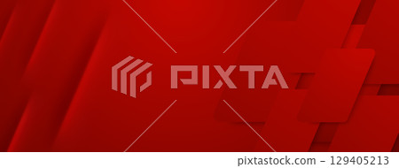 Red abstract shapes create dynamic background. 129405213