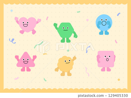 Vector illustration of cute geometric characters. Vector illustration of cute geometric characters. 129405330