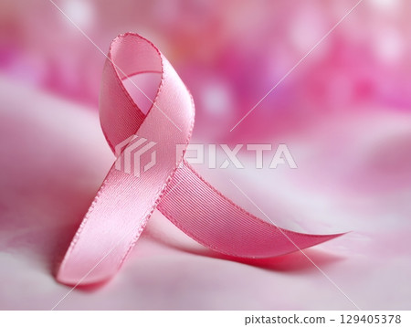Pink ribbon floating gently on soft pastel...-插圖素材 [129405378] - PIXTA圖庫