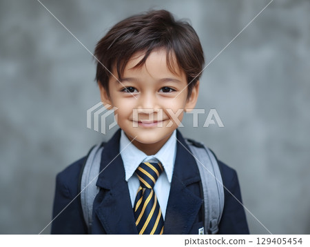 Primary education concept with young student in classic uniform 129405454