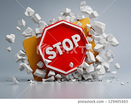 Folder icon breaking on red stop symbol in shipping system 129405883