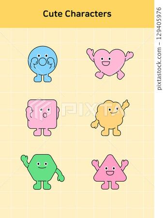 Vector illustration of cute geometric characters. 129405976
