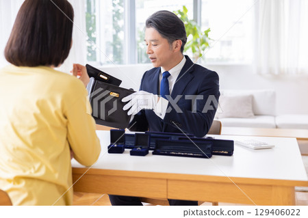 現場購買評估 一名男子在目的地進行評估 129406022