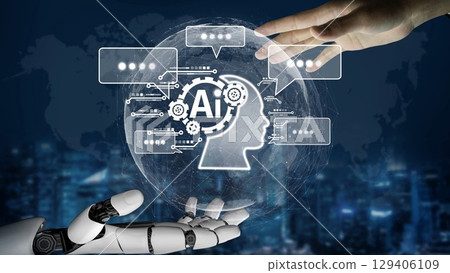 AI Brain Processing Data with Generative Artificial Intelligence Concept Muxer 129406109