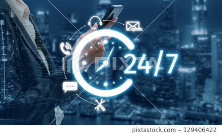 24-hour Customer Service Team Assisting with Client Support Muxer 129406422