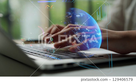 Global network connection interface show worldwide digital communication Thunk Global network connection interface show worldwide digital communication Thunk 129406579