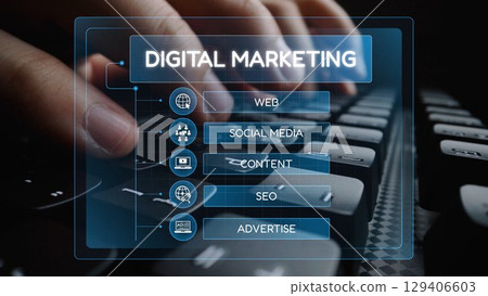 Digital Marketing Structure Showing SEO, Content, and Online Advertising Muxer Digital Marketing Structure Showing SEO, Content, and Online Advertising Muxer 129406603