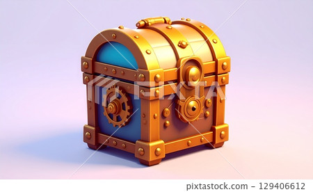 Steampunk style mecha 3D treasure chest 129406612