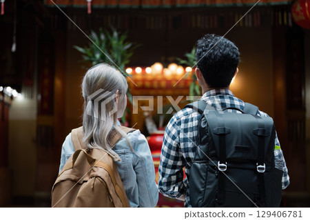 Exploring cultural travelers discover ancient temples cityscape intimate environment unique perspective travel inspiration Exploring cultural travelers discover ancient temples cityscape intimate environment unique perspective travel inspiration 129406781