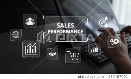 Sales Performance Dashboard with Sales Metrics, Targets, and Conversion Muxer 129407001