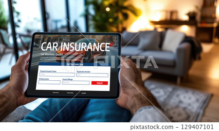 car insurance online website on computer screen for insure brisk 129407101