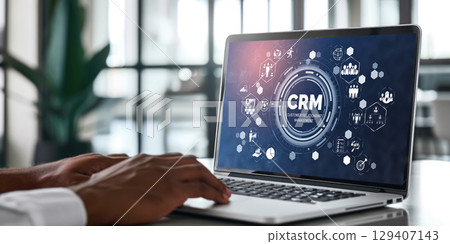 Customer relationship management system on brisk computer for CRM business 129407143