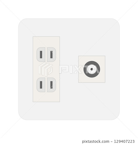 帶天線端子的兩孔插座的插圖材料 129407223