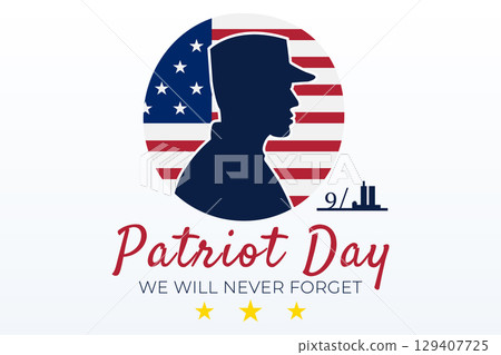 patriot day male soldier silhouette with american flag circle patriot day male soldier silhouette with american flag circle 129407725
