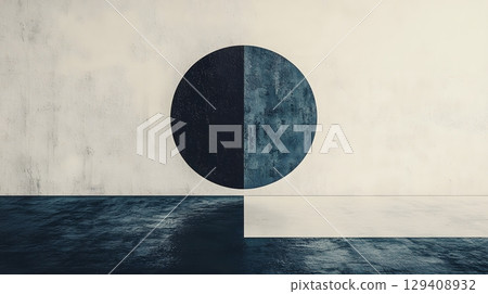 Modern Circle Art over Water Abstract 129408932