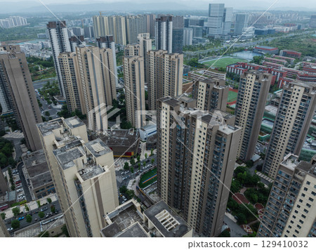 Aerial view of landscape in Chengdu city, China Aerial view of landscape in Chengdu city, China 129410032