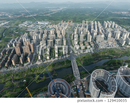 Aerial view of landscape in Chengdu city, China 129410035