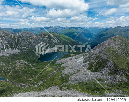 Aerial view of beautiful high altitude mountain landscape 129410059