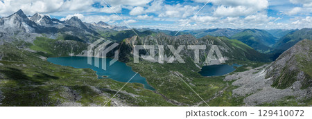 Aerial view of beautiful high altitude mountain landscape 129410072