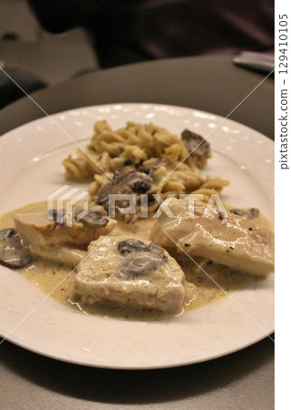 French cuisine: Chicken Fricassee at a restaurant in Doha, Qatar French cuisine: Chicken Fricassee at a restaurant in Doha, Qatar 129410105
