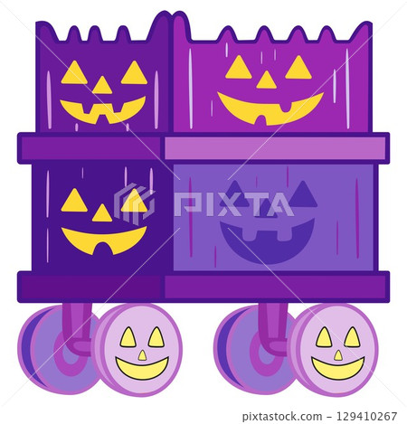 Purple jack-o'-lantern trolley icon 129410267