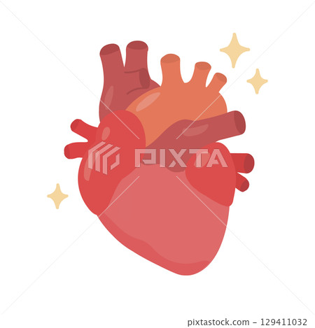 Cute hand-drawn illustration of a healthy and strong heart — a simple and energetic expression that supports circulation 129411032
