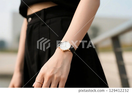 Woman wearing a watch Woman wearing a watch 129412232