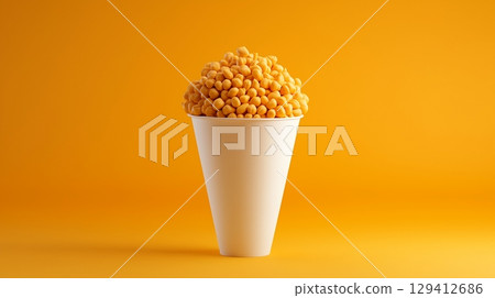 Peanuts closeup healthy protein for snack or flour organic ingredient on cone wrapped container 129412686