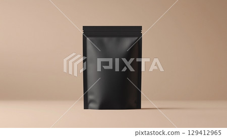 Mockup zipper pouch black carton standing product packaging on soft background 129412965