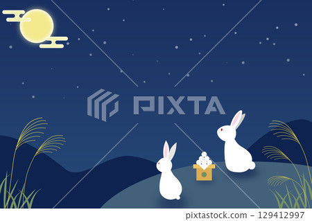 兔子與蒲葦賞月 農曆十五夜 | 滿月、秋夜、粽子、星空 兔子與蒲葦賞月 農曆十五夜 | 滿月、秋夜、粽子、星空 129412997