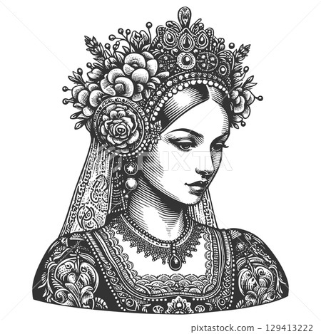 Polish princess Regal Woman in Ornate Crown vector Polish princess Regal Woman in Ornate Crown vector 129413222