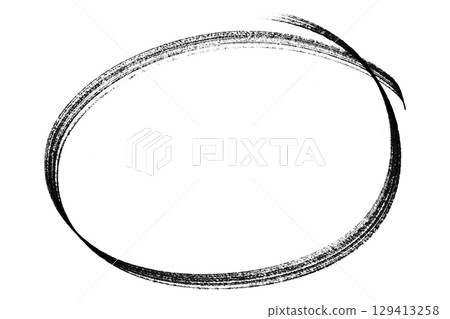 Black pencil highlight circle mark isolated on transparent background 129413258