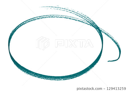 Green pencil highlight circle mark isolated on transparent background 129413259