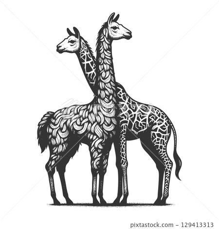 Abstract giraffes with Artistic Patterns vector 129413313