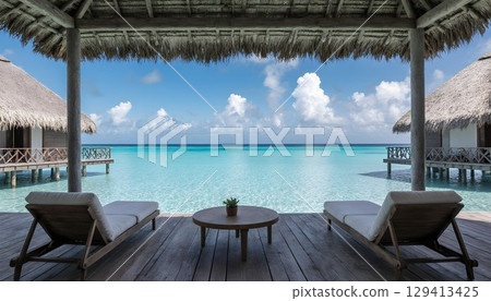 Stylish and luxurious water villas 129413425