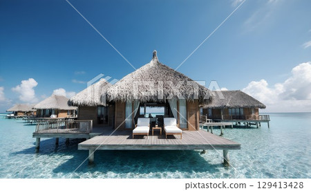 Stylish and luxurious water villas 129413428